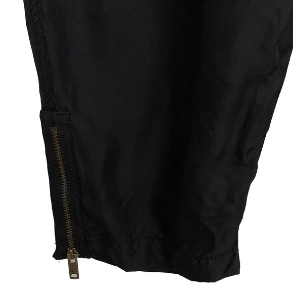 DKNY Pure Black Silk Drawstring Pleated Cropped Zippered Ankle Pants - Size 0 - Picture 5 of 10